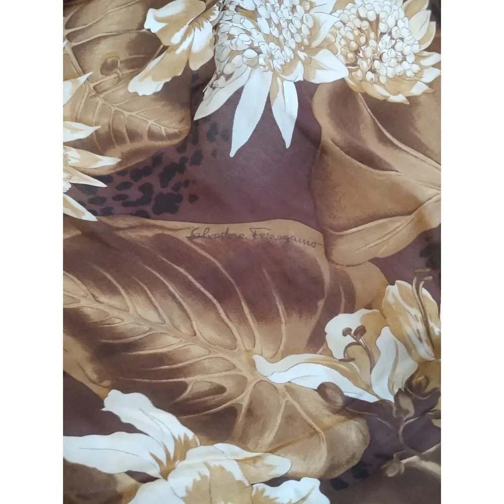 Salvatore Ferragamo silk floral long shawl scarf w/COA